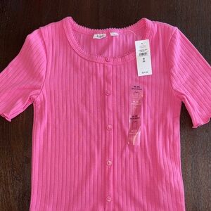 GAP Kids Bright Pink Ribbed Shirt